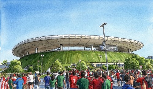 Estadio Akron 外観 線画