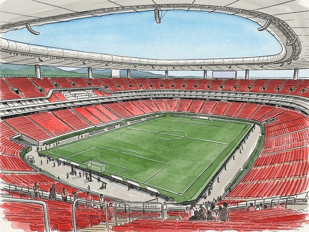 Estadio Akron 内観 線画