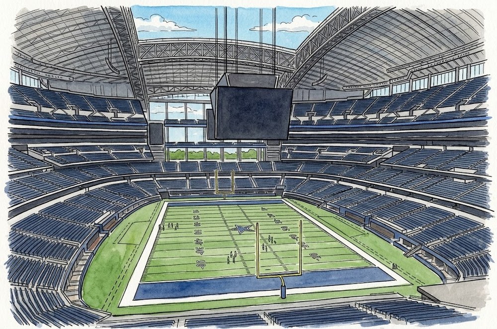 AT&T Stadium 内観 線画