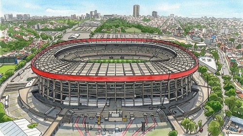 Estadio Azteca 外観 線画