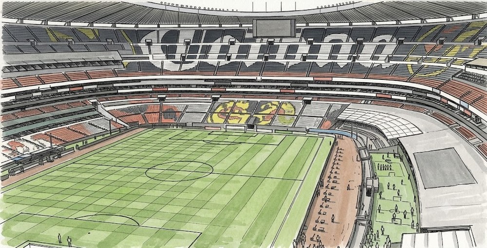 Estadio Azteca 内観 線画