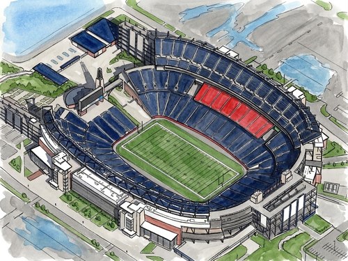 Gillette Stadium 外観 線画