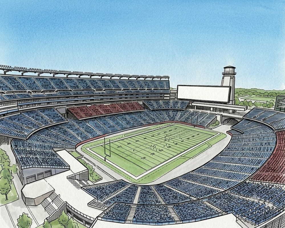 Gillette Stadium 内観 線画