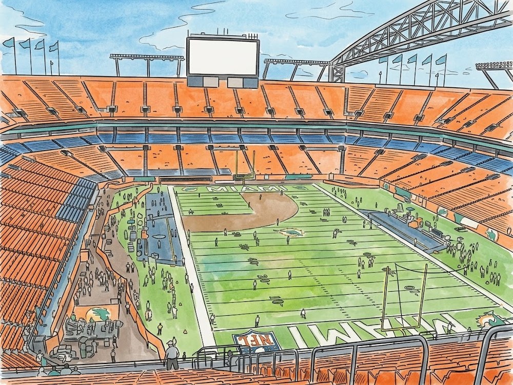 Hard Rock Stadium 内観 線画