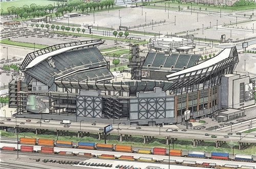 Lincoln Financial Field 外観 線画