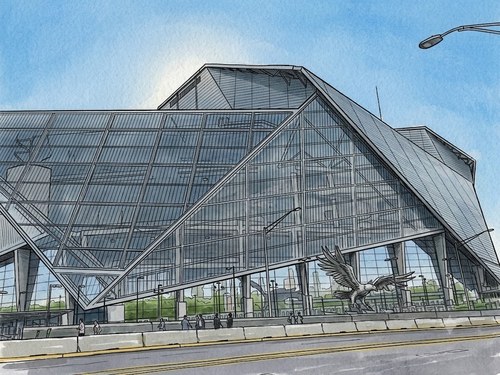Mercedes-Benz Stadium 外観 線画